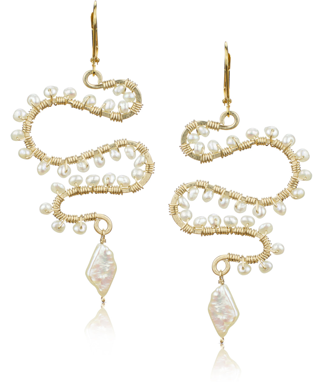 Osiris White Pearl Gold Fill Earrings