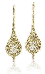 Zahav Gold White Pearl Earrings